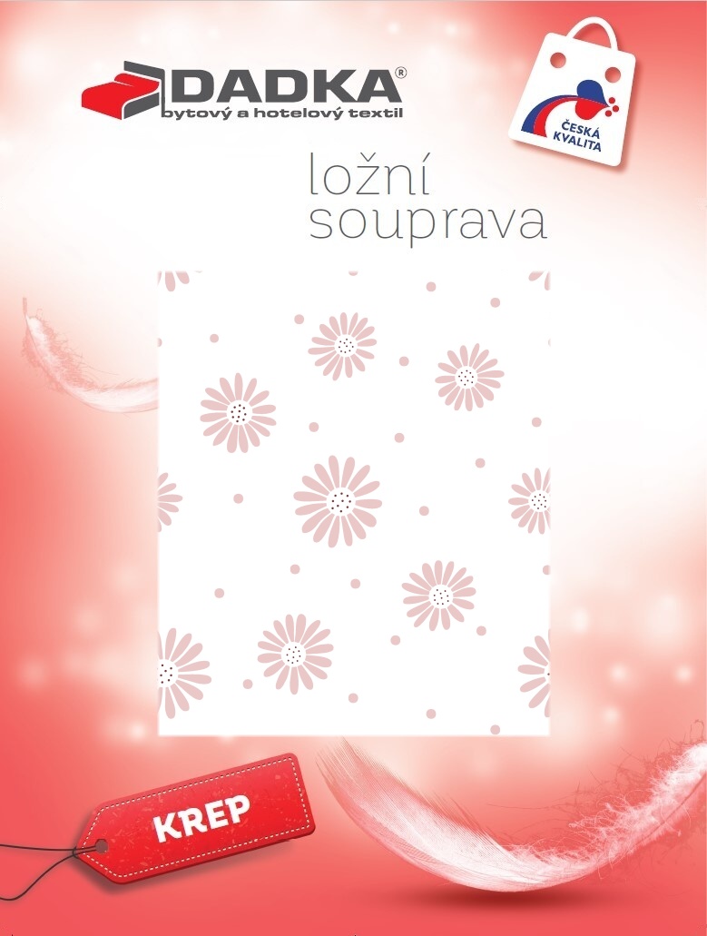 Povlečení krep Anežka pudrová na bílém 140x200, 70x90 cm