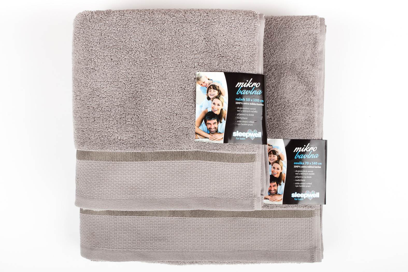 Osuška Star 70x140 cm světle šedá