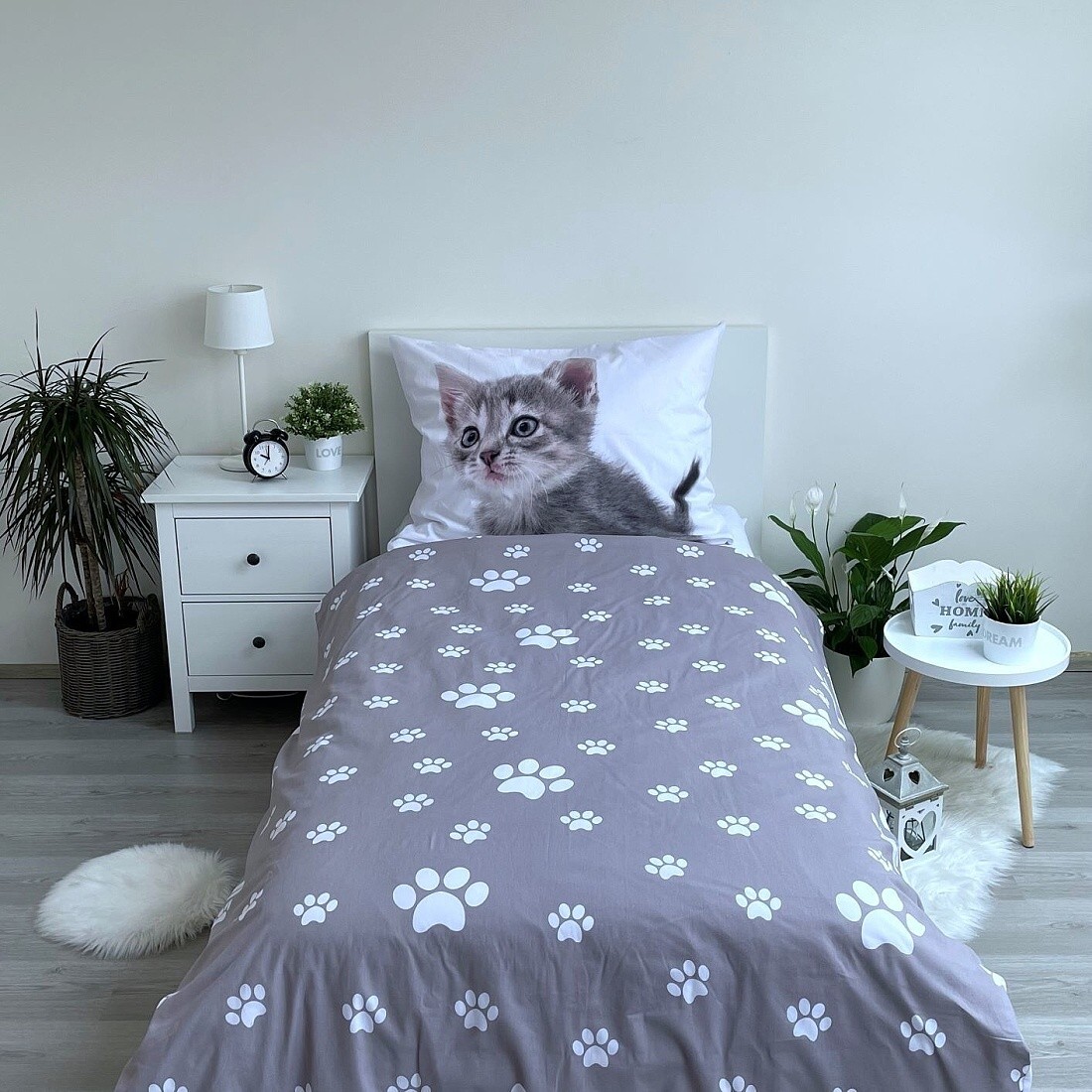 Povlečení fototisk Kitten grey 140x200, 70x90 cm