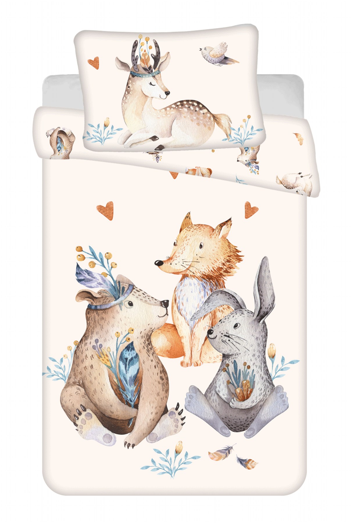 Povlečení do postýlky Zvířátka Woodland baby 100x135, 40x60 cm