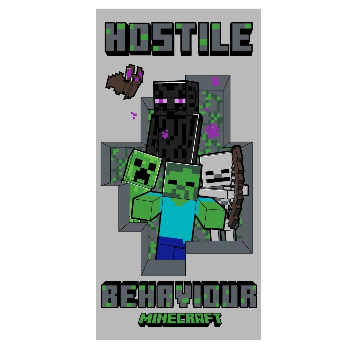 Osuška Minecraft Hostile Behaviour 70x140 cm