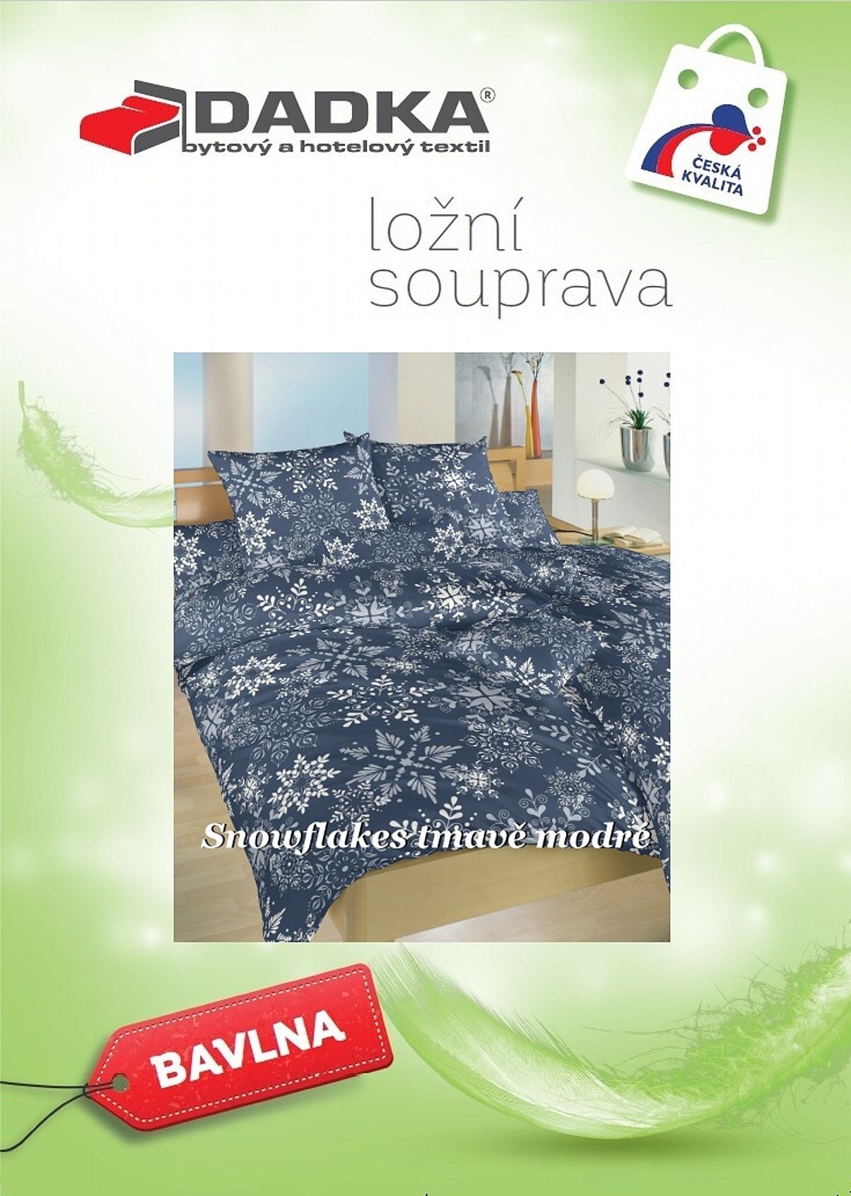 Povlečení bavlna Snowflakes tmavě modré 140x200, 70x90 cm