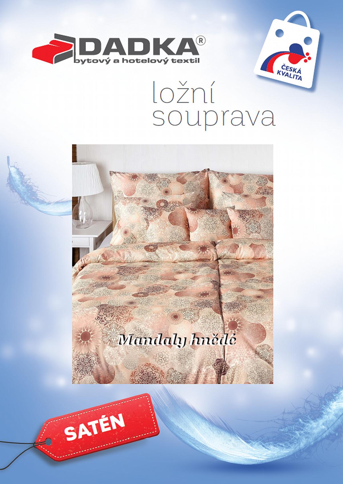 Povlečení satén GEON Mandaly hnědé 140x200, 70x90 cm