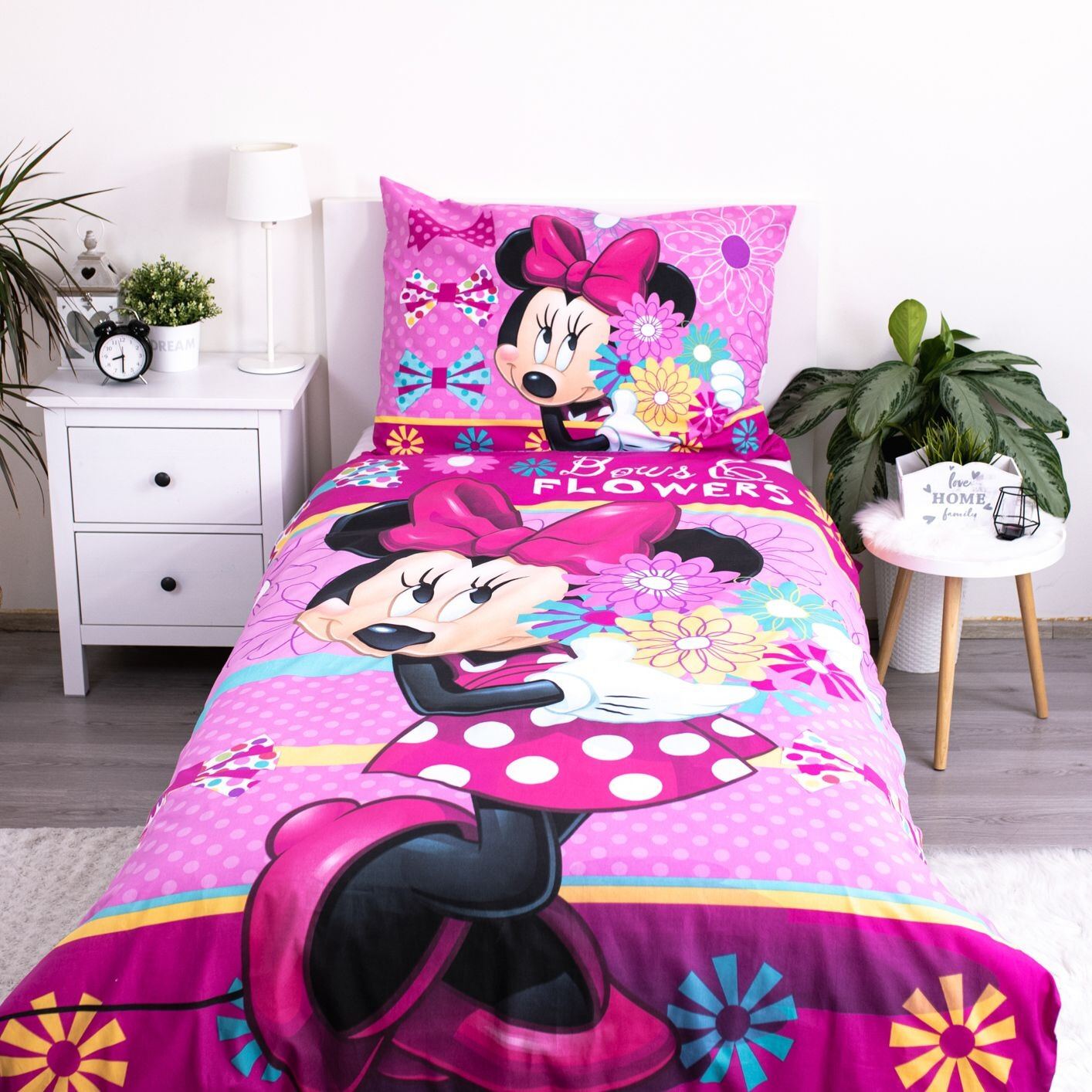 Povlečení Minnie Bows and Flowers 140x200, 70x90 cm