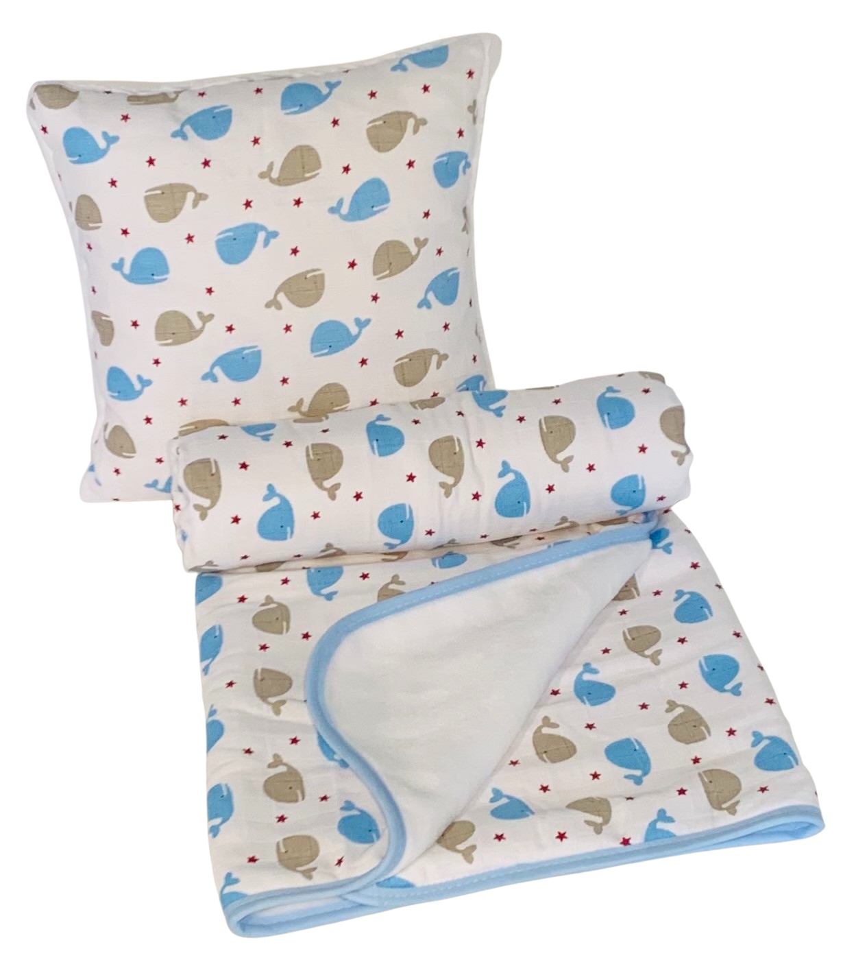 Dětská sada pro batolata Velryba modrá 35x35, 90x100 cm