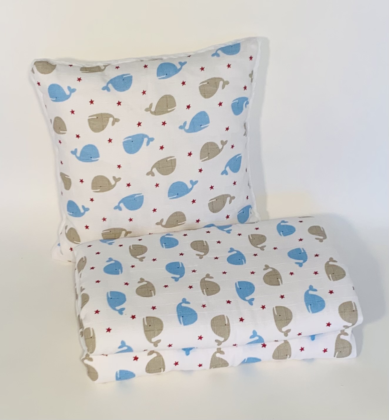 Dětská sada pro batolata Velryba modrá 35x35, 90x100 cm