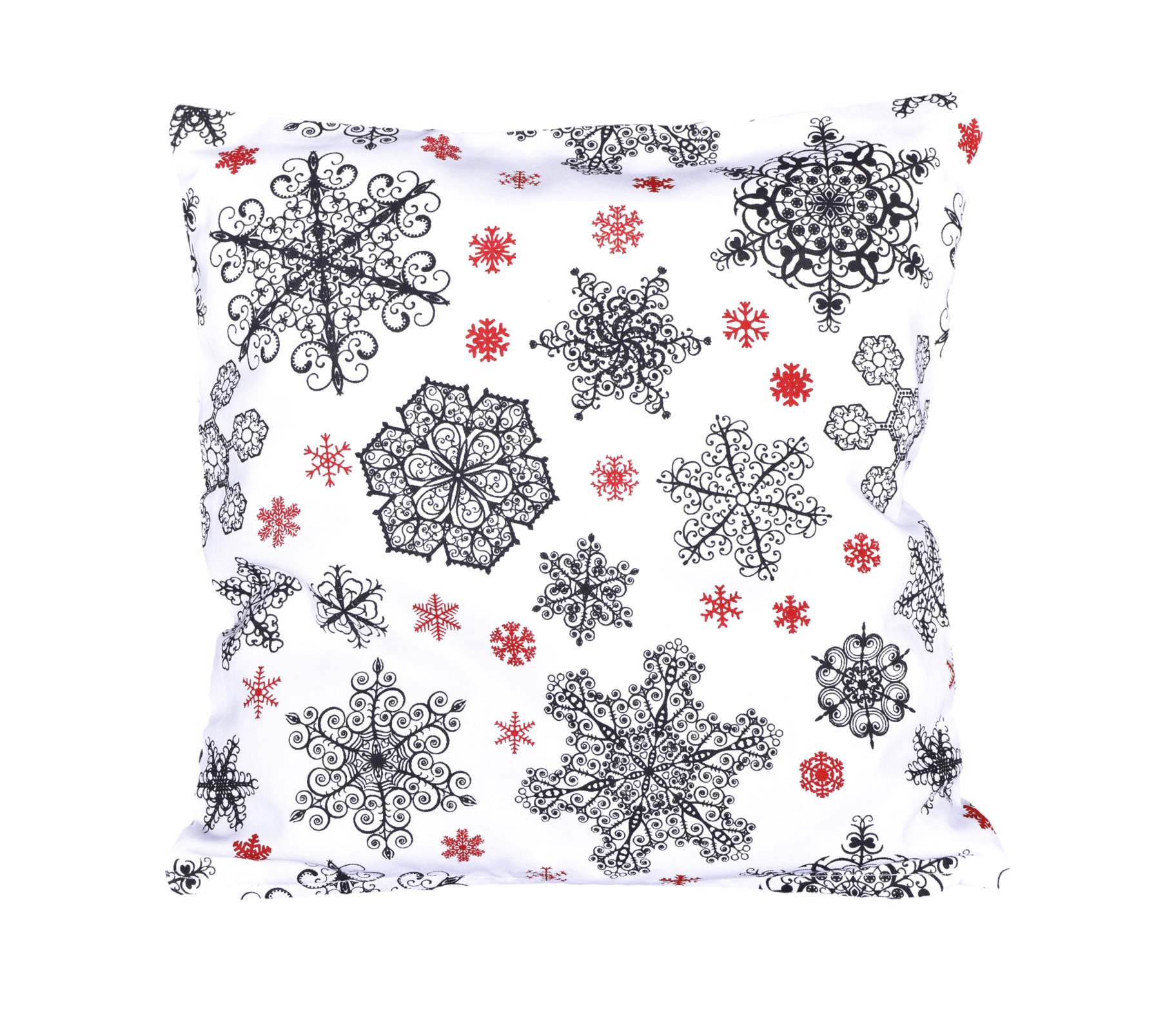 Vánoční povlak bavlna Černé a červené vločky 1167 40x40 cm