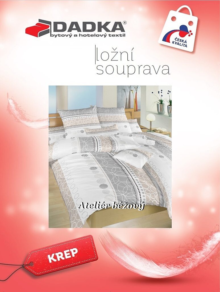 Povlečení krep Ateliér béžový 140x200, 70x90 cm