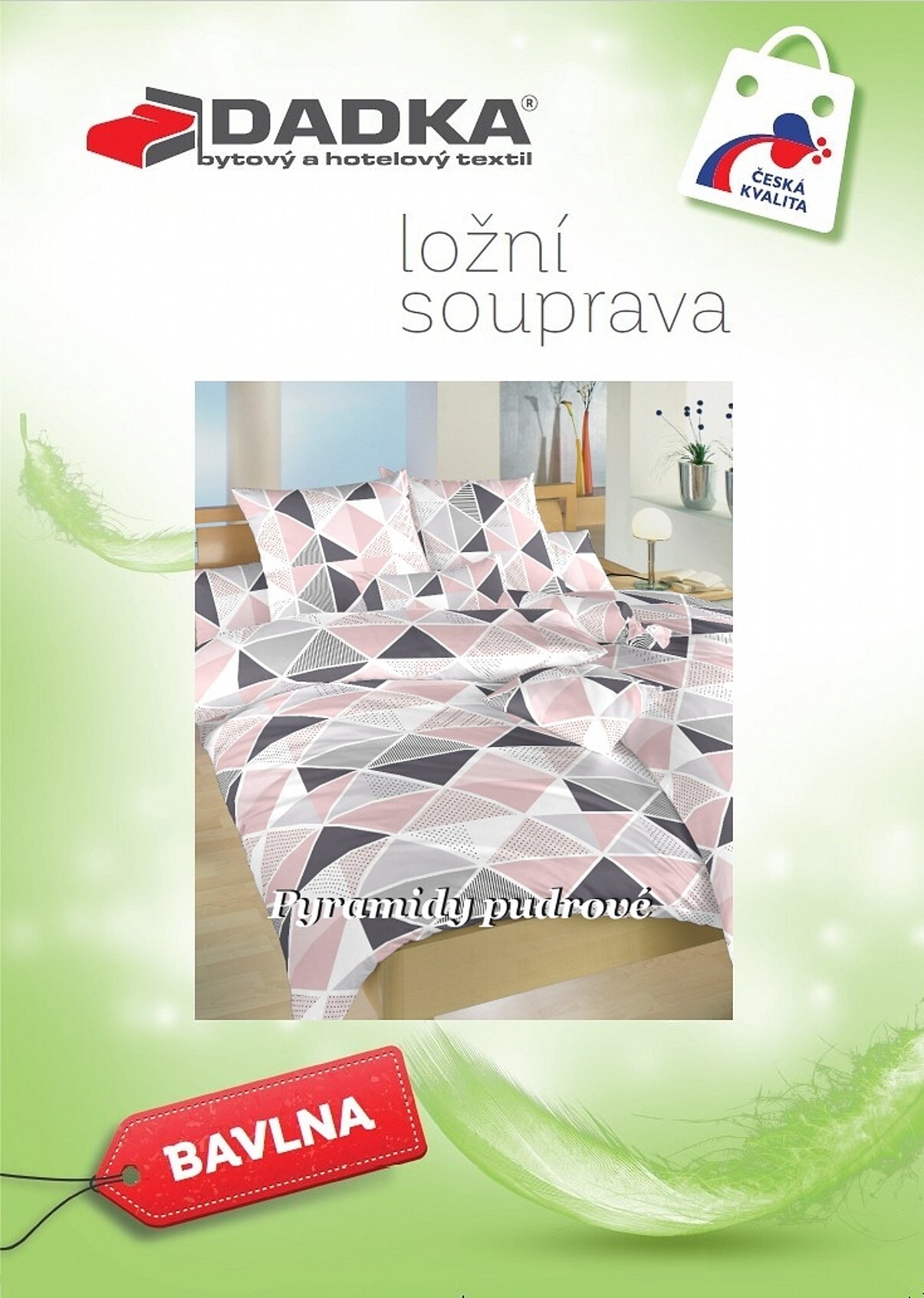 Povlečení bavlna Pyramidy pudrové 140x200, 70x90 cm