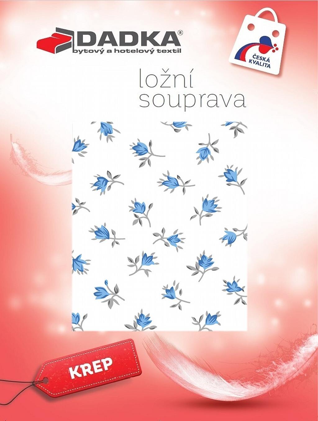 Povlečení krep Malé růže modré 140x200, 70x90 cm