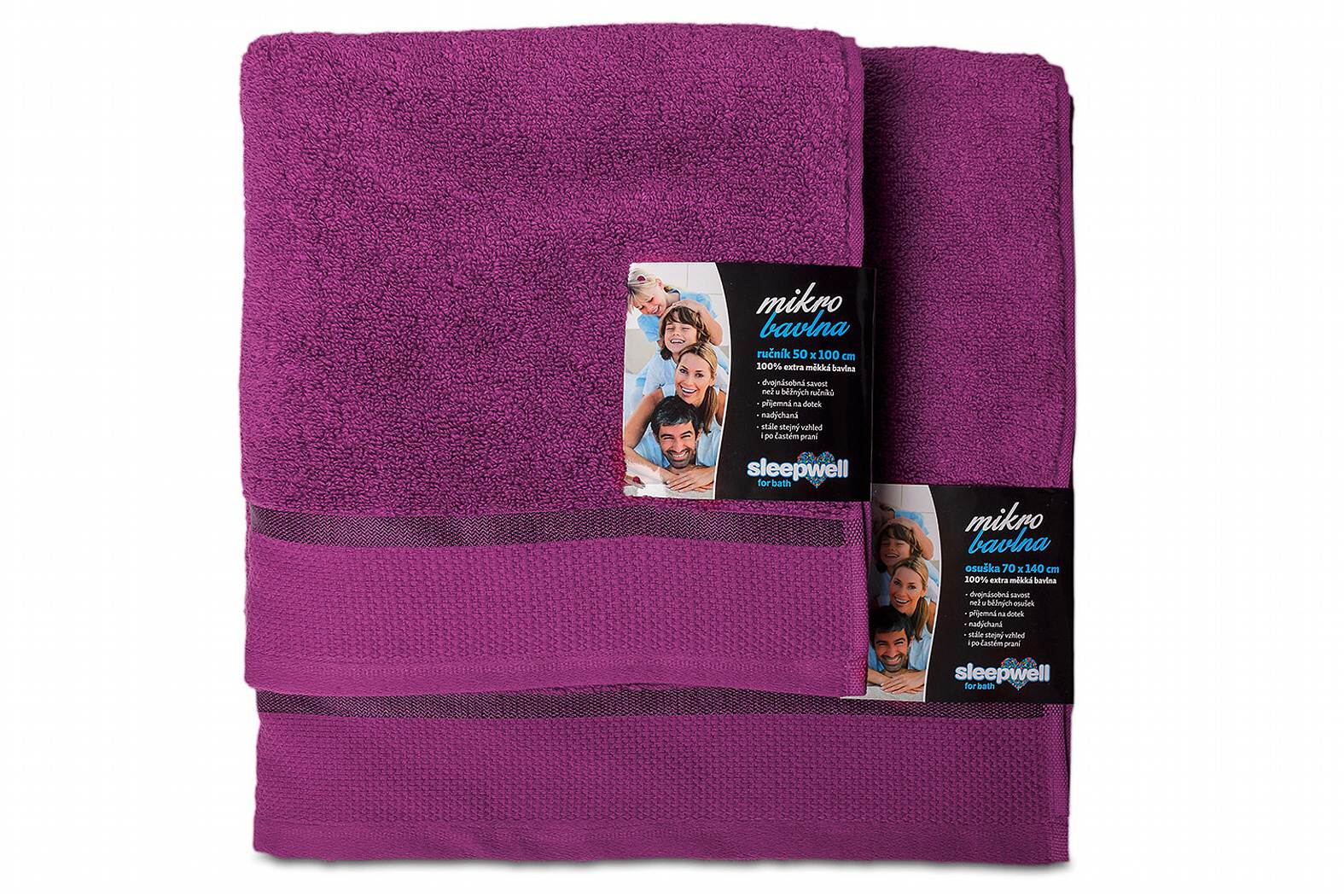 Osuška Star 70x140 cm borůvková