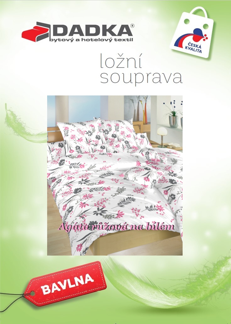 Povlečení bavlna Agáta růžová na bílém 140x200, 70x90 cm