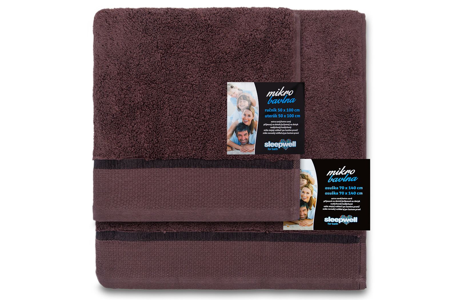 Ručník Star 50x100 cm tmavě hnědá