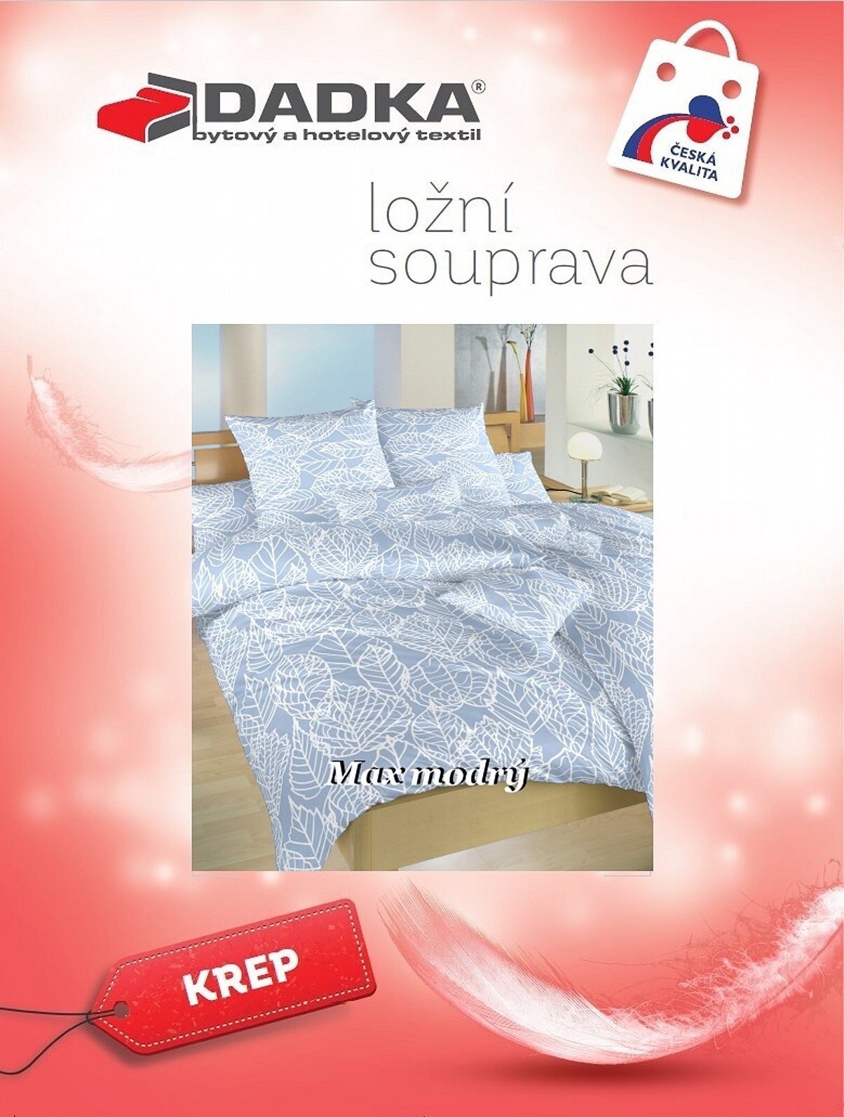 Povlečení krep Max modrý 140x200, 70x90 cm