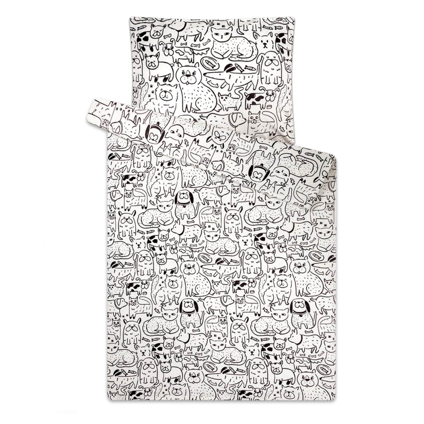 Povlečení mikroflanel Kočky a Psi 140x200, 70x90 cm
