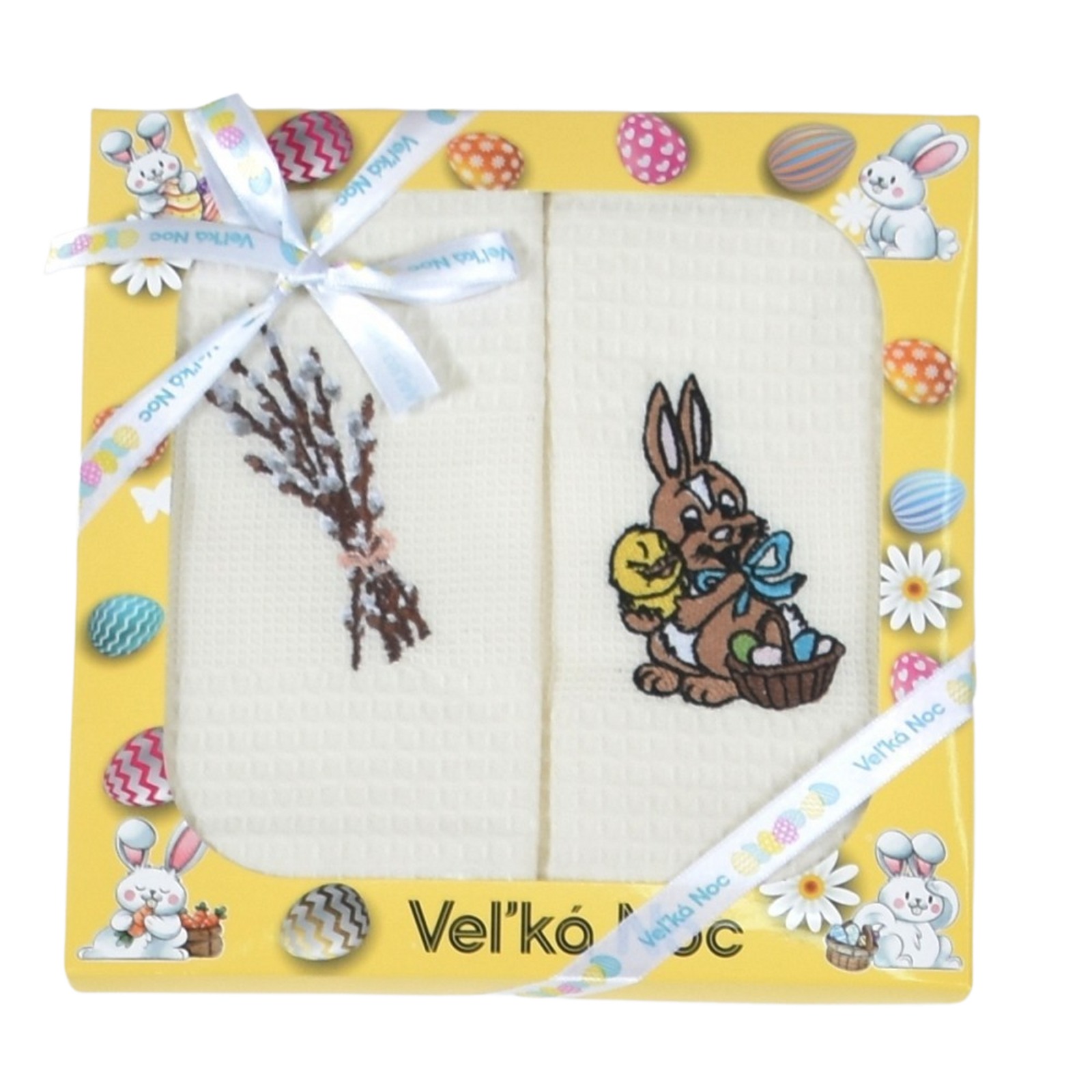 Dárková sada utěrek Kiara Velikonoce žlutá Zajíček 50x70 cm 2 ks