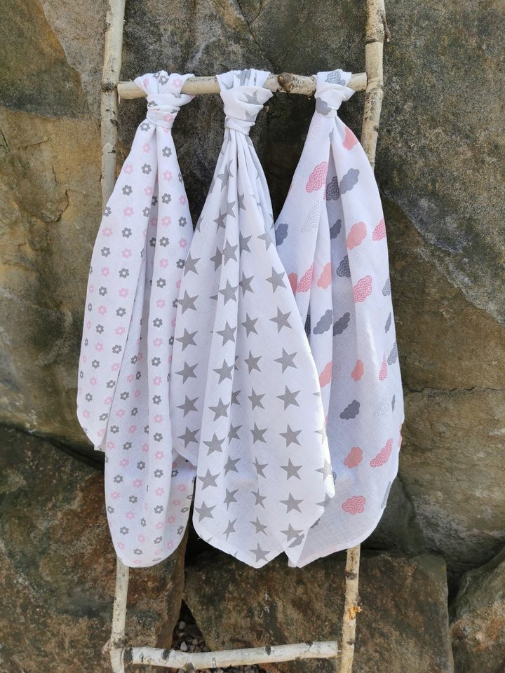 Látková plena 70x70 Šedá hvězda (balení 5 ks)