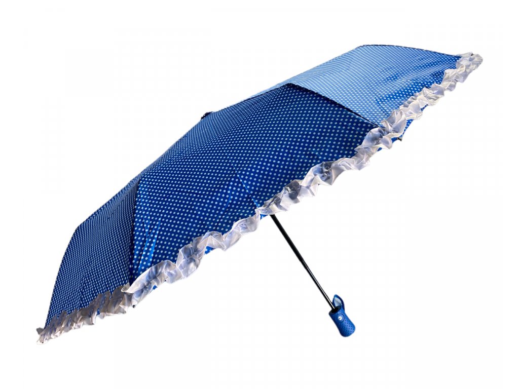 Dámský skládací deštník s puntíky - modrá 1112 - Dailyclothing