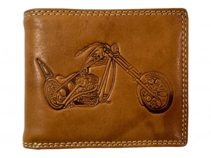 Kožená peněženka s motorkou - hnědá 2217
