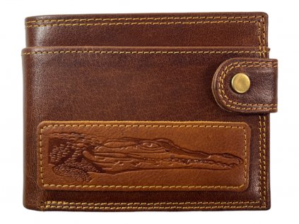 Kožená peněženka s motivem krokodýla - hnědá 8810