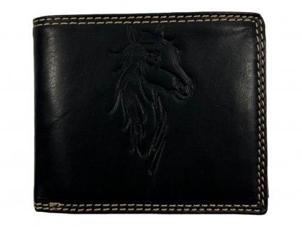 Kožená peněženka černá - kůň 104