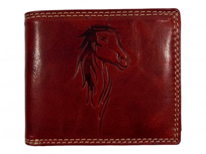 Kožená peněženka červená - kůň 104