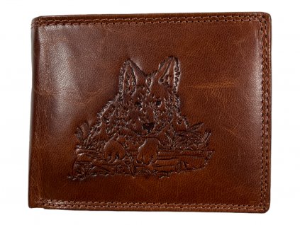 Kožená peněženka s motivem - vlk 1023