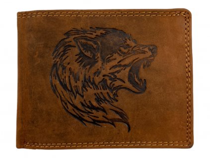 Kožená peněženka s motivem - vlk 113