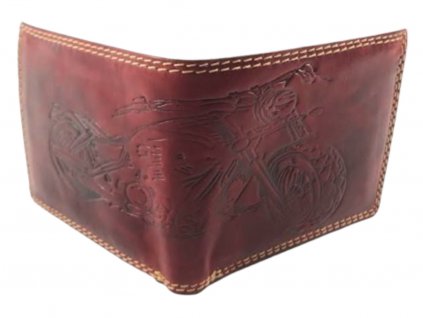 Kožená peněženka s motorkou - červená 1790