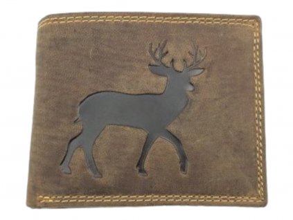 Celokožená peněženka s jelenem - hnědá 2351