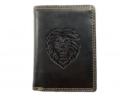 Kožená peněženka se lvem - černá 2426