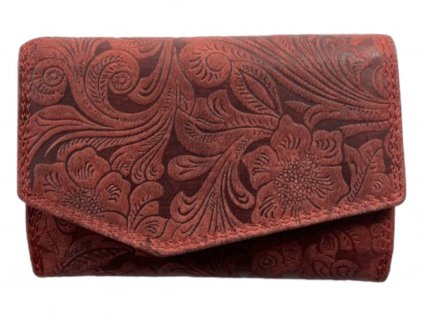 Dámská kožená peněženka s motivem - červená 2819