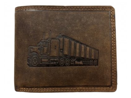 Kožená peněženka s kamionem - hnědá 926