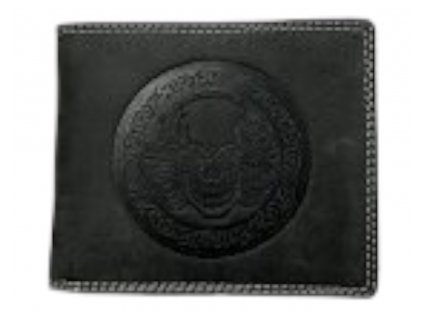 Kožená peněženka s lebkou - černá 937