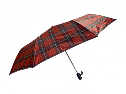 Kostkovaný skládací deštník - červená 1114