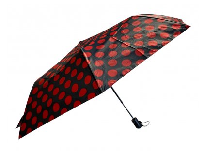 Skládací deštník s puntíky - červená 1114