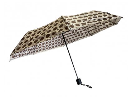 Skládací deštník s motivem - hnědá 1117