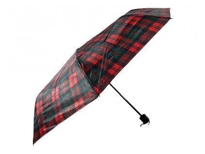 Kostkovaný skládací deštník - červenozelená 1123