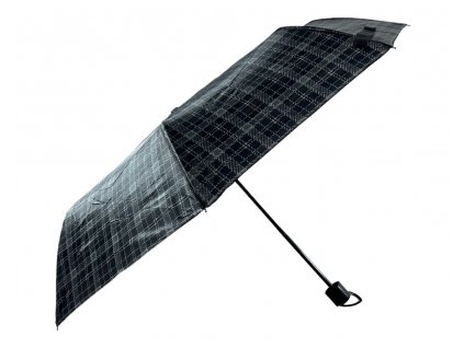 Kostkovaný skládací deštník - černá 1123