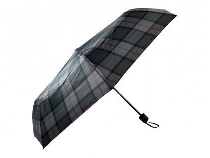 Kostkovaný skládací deštník - černošedá 1123
