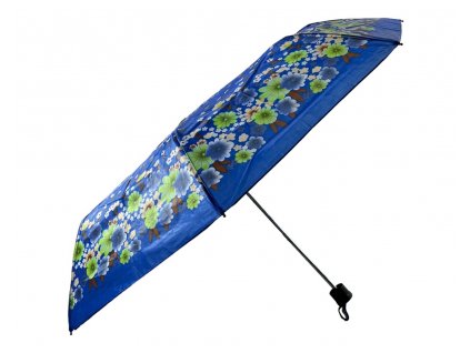 Skladácí deštník s motivem květin - modrá 1124