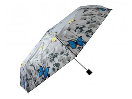 Skladácí deštník s motivem motýlů - bílá 1124