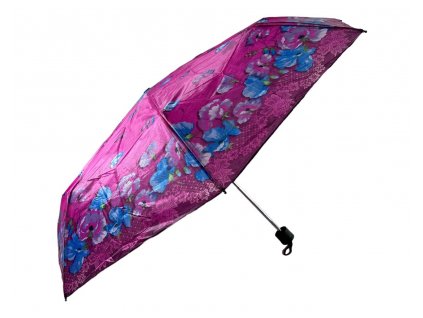 Skladácí deštník s motivem květin - růžová 1124