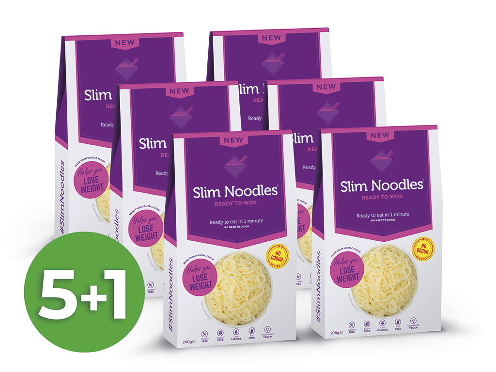 Výhodný balíček konjakových nudlí Slim Pasta bez nálevu | 5+1 zdarma | 1200 g