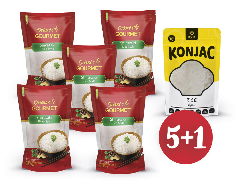 KetoMix Balíček konjakové rýže 5x Orient Gourmet + 1x Usui
