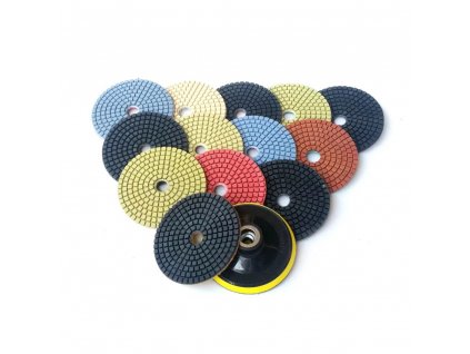 Sada kotoučů diamantových leštících 100mm s unašečem 13+1ks