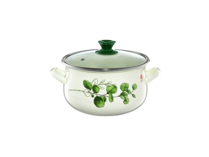 12238 2 12238 2 emalia olkusz zomancozott fazek fedovel 16 cm 2 2 l eukaliptusz