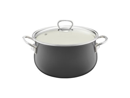 12556 12556 emalia olkusz zomancozott fazek fedovel 22 cm 3 6 l szurke