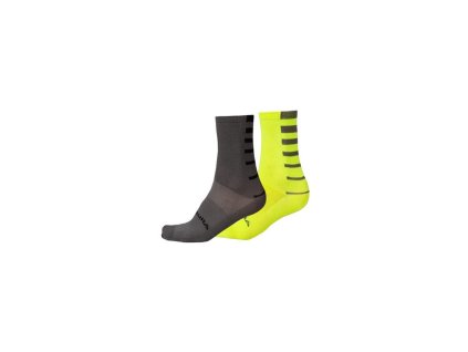 Ponožky ENDURA Coolmax Stripe E1264YV - Hi-Viz Yellow, vysoké (2 páry)