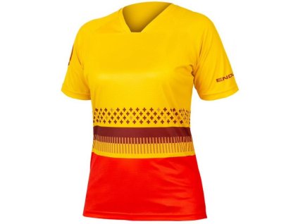 Dres ENDURA SingleTrack Print T E6192YS - žlutý, dámský